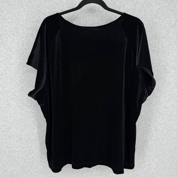 Susan Graver Womens Relaxed Fit Velvet Short Sleeve Top Size 2X Black Casual NEW - Picture 4 of 11
